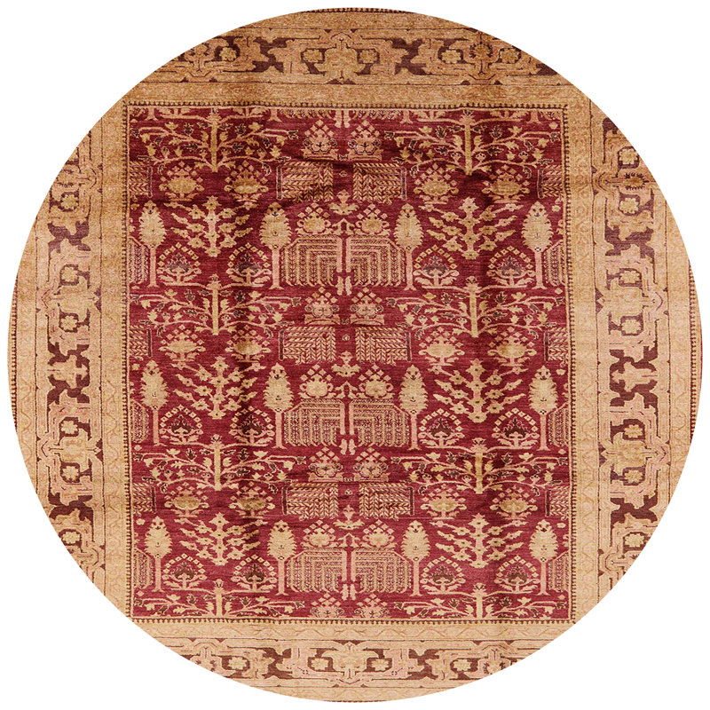 Tapis oriental beige / rouge, Rond 4 pi