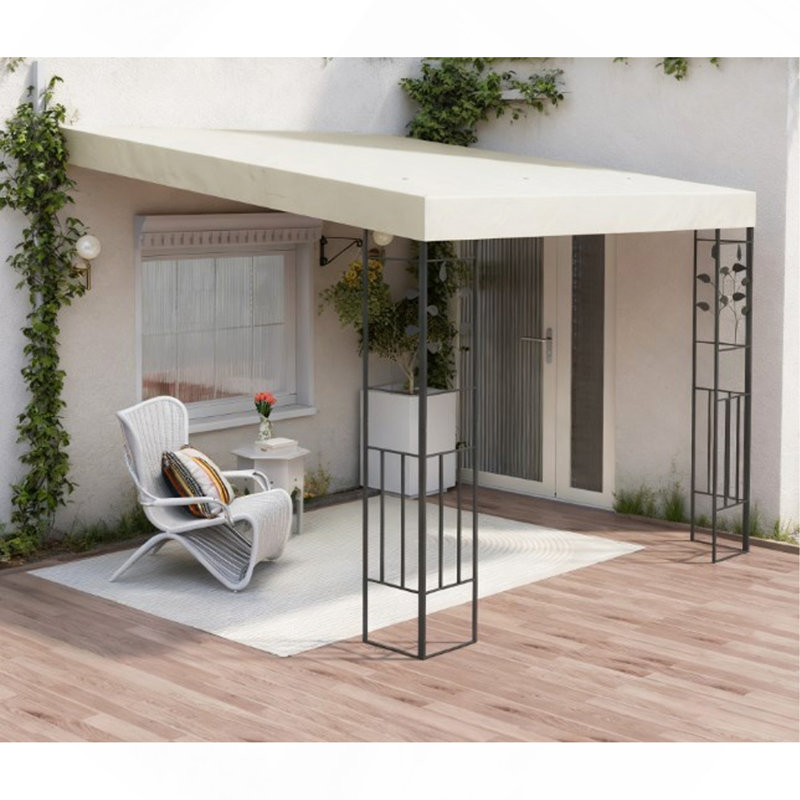 Metal Patio Canopy With Drainage Holes, Outdoor Pergola Canopy, For Backyard, Garden, Cream