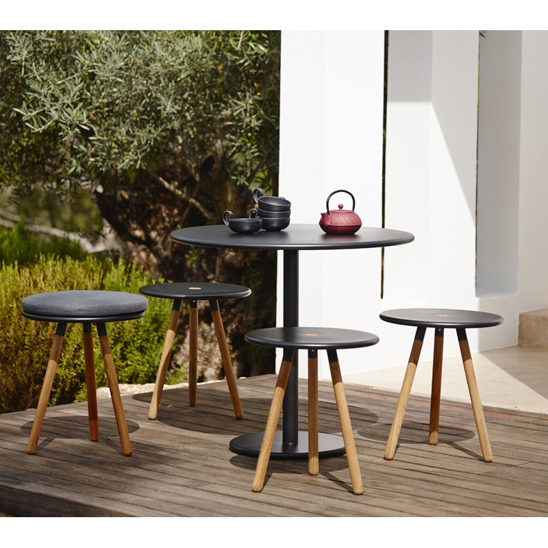 Area Outdoor Round Teak Side Table, Lava Gray