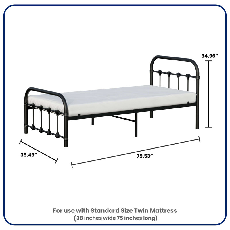 Melissa Metal Twin Bed, Black