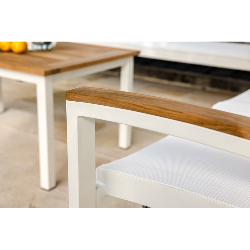 SoHo 42" Square Teak Aluminum Outdoor Coffee Table, Black