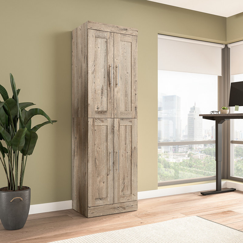 Arlex Shelving Unit with Doors, Rustic Brown, 84" H x 25" W x 19" D