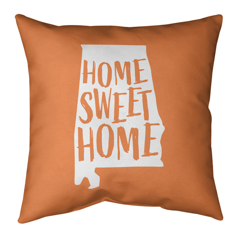 Coussin Home Sweet Alabama, Alabama, Orange, Simili suède