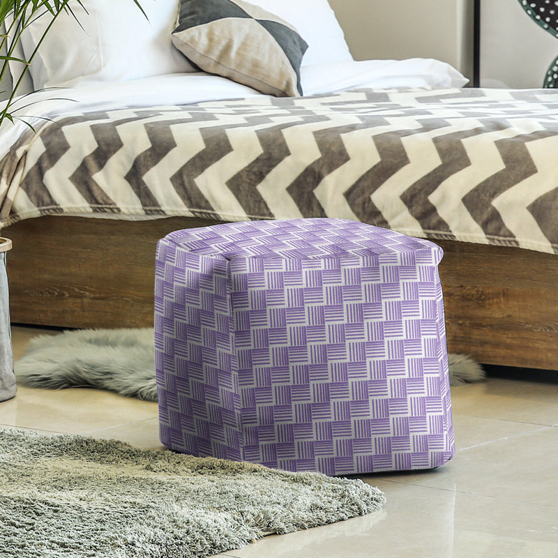 Repose-pieds cubique à rayures classic basketweave, Mauve / Gris