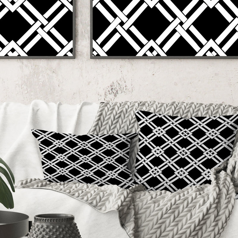 Coussin noir Modern Trellis IV - Modern