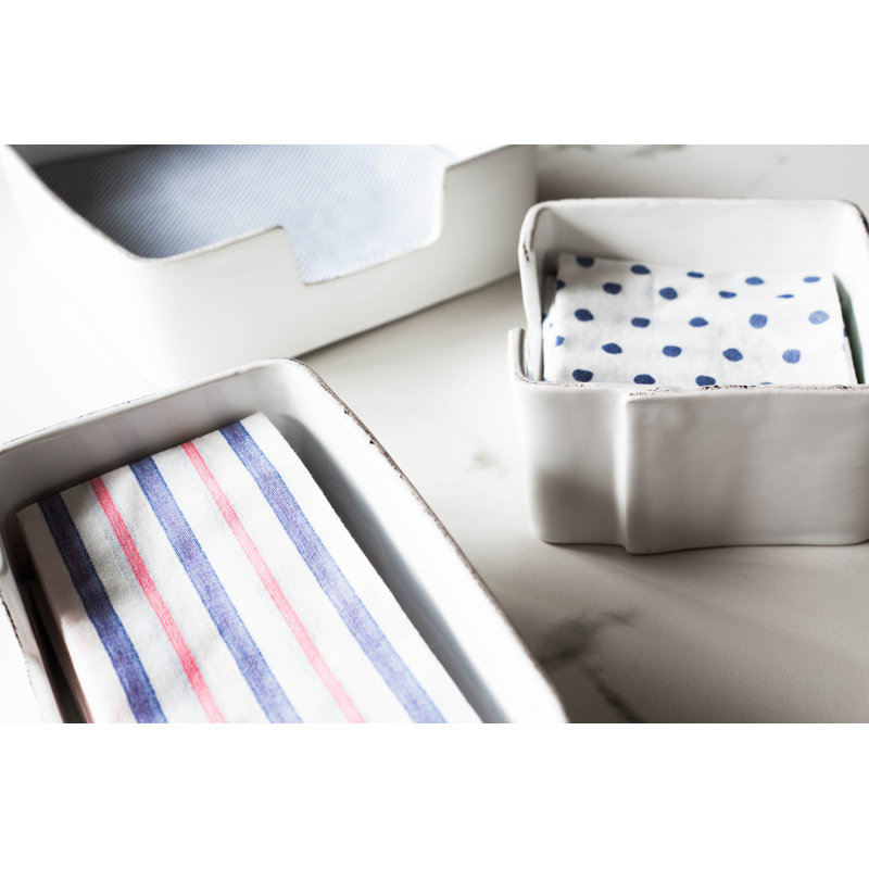 Lastra White Napkin Holder, 3.25" H x 6" W x 6" D