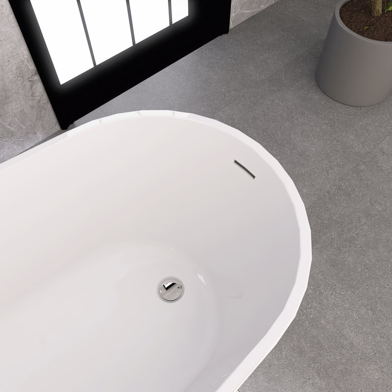 59" Freestanding Soaking Acrylic Bathtub