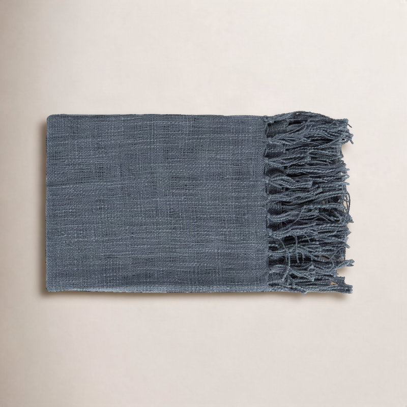 Dennie Acrylic Throw Blanket, Navy