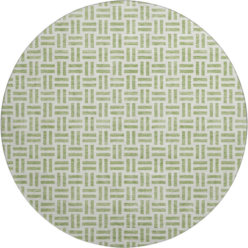 Premium Machine Washable Prisco Aloe Rug, Round 8'