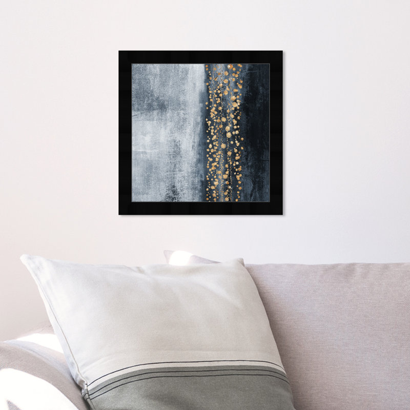 Blue Abstract " Blue Abstract Shades " by Oliver Gal, Black Framed, 14" H x 14" W