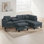 Canapé modulaire 3 pièces Rema, méridienne, repose-pieds, 2 coussins, lin Rema