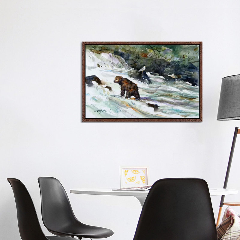 King Of The Rapids by Dean Crouser - Painting on Canvas, 101.6 cm H x 66.04 cm W, Classic Brown Wood Framed