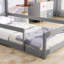 Lit de tête de lit simple gris avec clôture en bois-1339399123