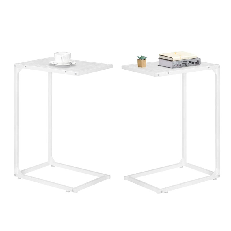 C-shaped End Table, Set Of 2, 23.6" H x 11.8”D x 15.7”W, White
