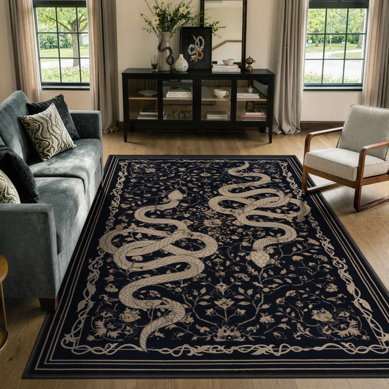 Tapis noir Palx 5 x 7 de Palos, Rectangle 5 pi x 7 pi