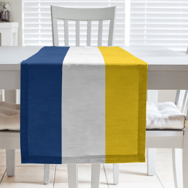 Houston Throwback Football Stripes Table Runner, 72" x 16", Polyester, La Horns Throwback Football Blue/Xanthic