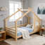 Lit simple en bois massif avec fenêtre, petite tablette et finition naturelle (aucun sommier requis)-523771164-523771166