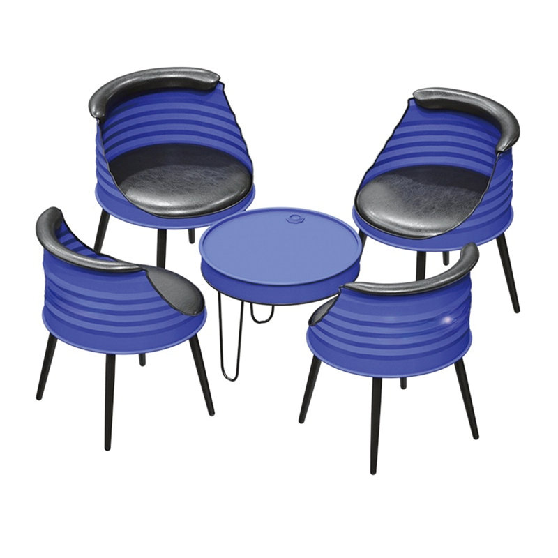 Ensemble de salle à manger 23,3 po Maigon, Bleu, Bleu, Ensemble repas 5 pièces