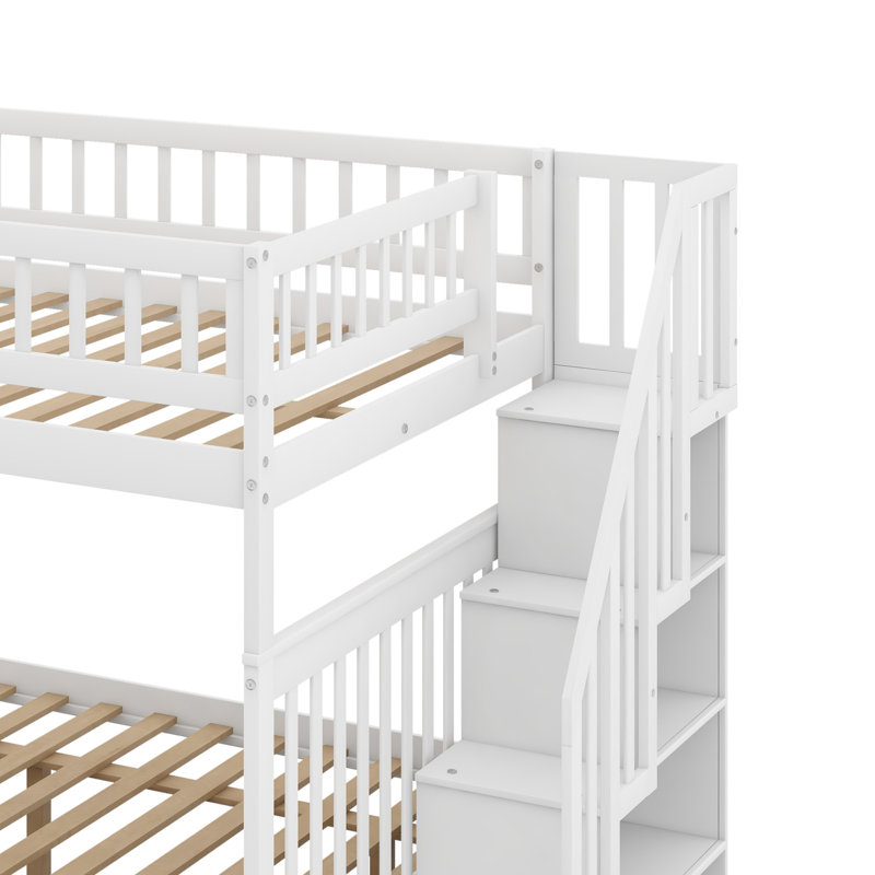 Bunk Bed Featuring Two Under-Bed Drawers, White
