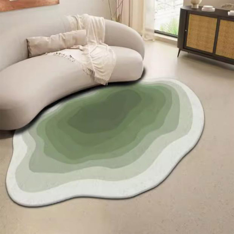 Tapis moderne abstrait, tapis à dégradé irrégulier pour le salon, tapis de chevet en forme de nuage, grand espace lavable antidérapant pour la cuisine du dortoir de l'entrée de la chambre à coucher, 200 x 300 cm / 78,7 x 117 po, vert