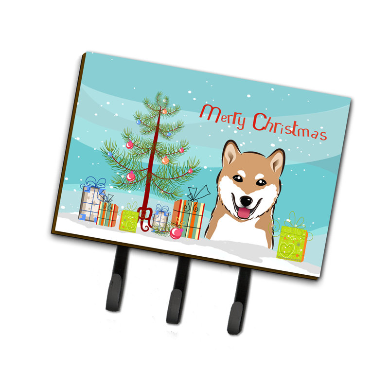 Metal Wall Organizer with Key Hooks, Shiba Inu
