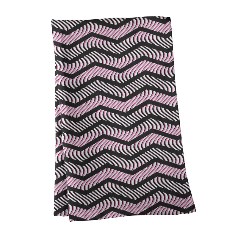 Stephenie Tea Towel Kitchen Towel, Light Pink/Gray/Black, Cotton Twill