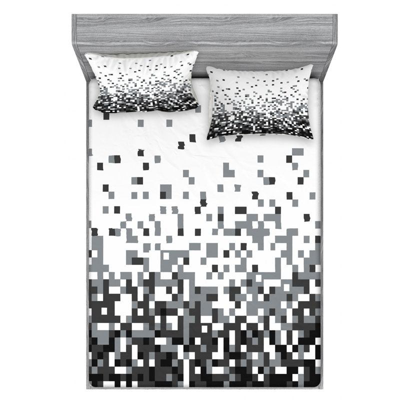 Microfiber Geometric Sheet Set, Full Sheet Set + Fitted Sheet + 2 Pillowcases