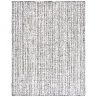 Aldwell Abstract Handmade Tufted Wool Cream Area Rug