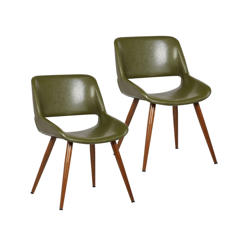 Shane Faux Leather Mid-Century Dining Chair, Green
