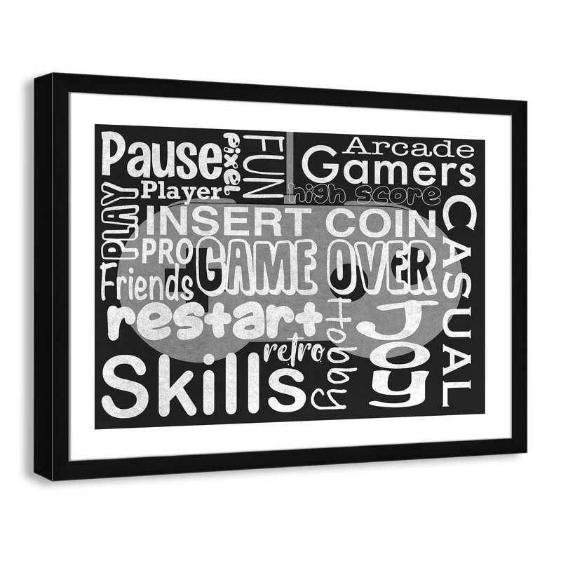 Juvenile Gaming Gaming Love 1, impression sur papier pour enfants, H 26,5 po x l 36,5 po x P 0,63 po, Cadre noir