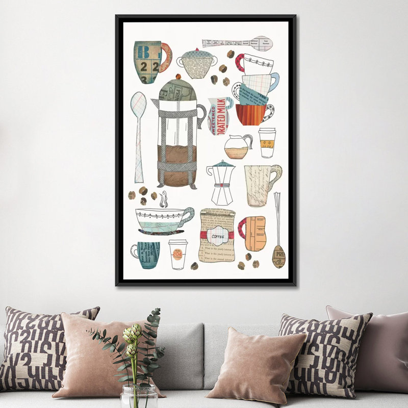 «Coffee Chart II», impression sur toile, H 26 po x l 18 po x P 1,5 po, Toile avec cadre noir, Pas de tapis