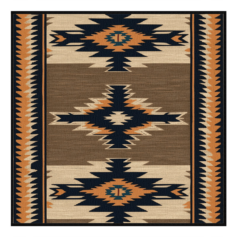 Washable Western Ranch Southwestern Area Rug, Square 5'