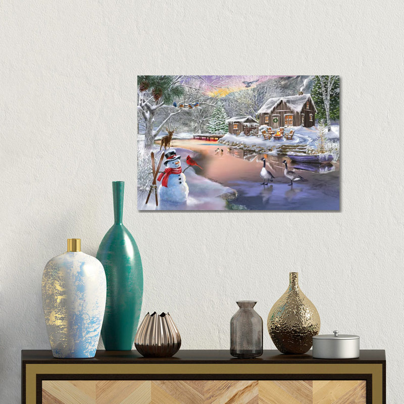Winter Cabin II - Giclée sur toile tendue avec châssis, H 12 po x l 18 po