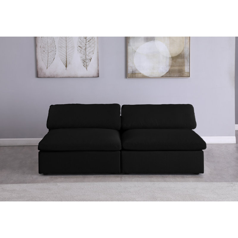 Burrows Upholstered Sofa, Black Linen Textured Fabric, 32" H x 78" W x 40" D