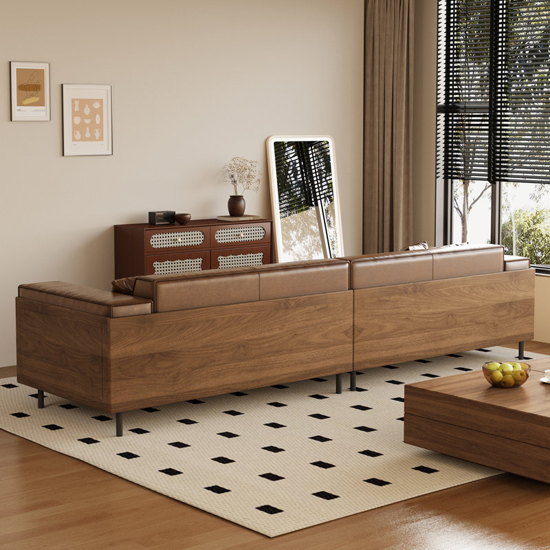 111.81" Luxury Oil-waxed Leather Sofa, High-end Vintage Sofa, Sturdy Frame, Comfortable Seating