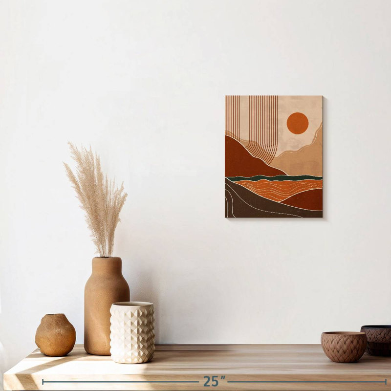 Boho Sunset Landscape VII - reproduction d'art sur toile tendue, H 10 po x l 8 po x P 1 po