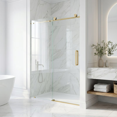Elan 56-60" W x 76" H Sliding Frameless Shower Door with 3/8" Clear Glass