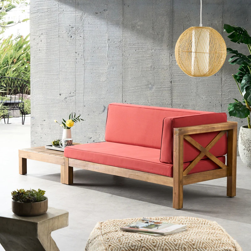 Mobilier de patio en bois rouge - avec table basse, siège à eau, vue confortable et classique
