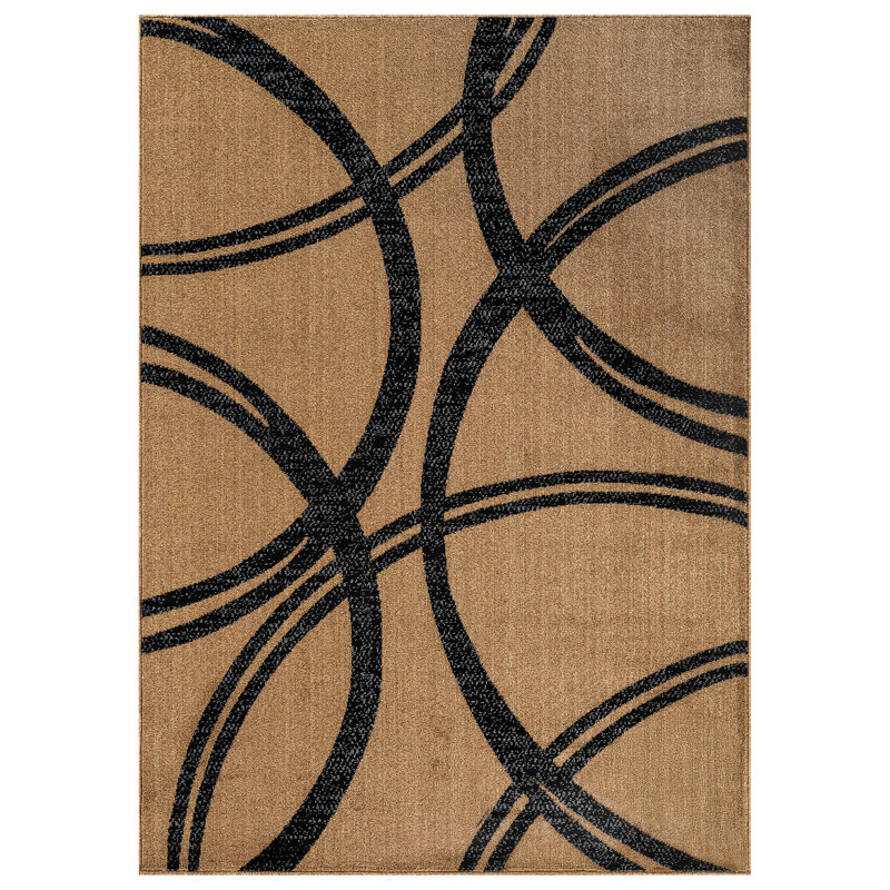 Arnaldur Geometric Black/Gray/White Area Rug, Rectangle 7'10" x 10'2", Jute