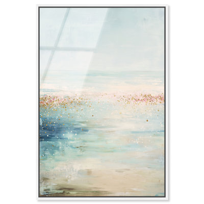 Décoration murale encadrée pour chambre à coucher «Sparkling Seascape IV» par Art Remedy, cadre blanc, 30 x 45