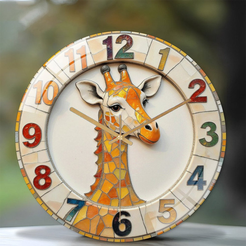 Horloge murale girafe - Horloge murale 12 po