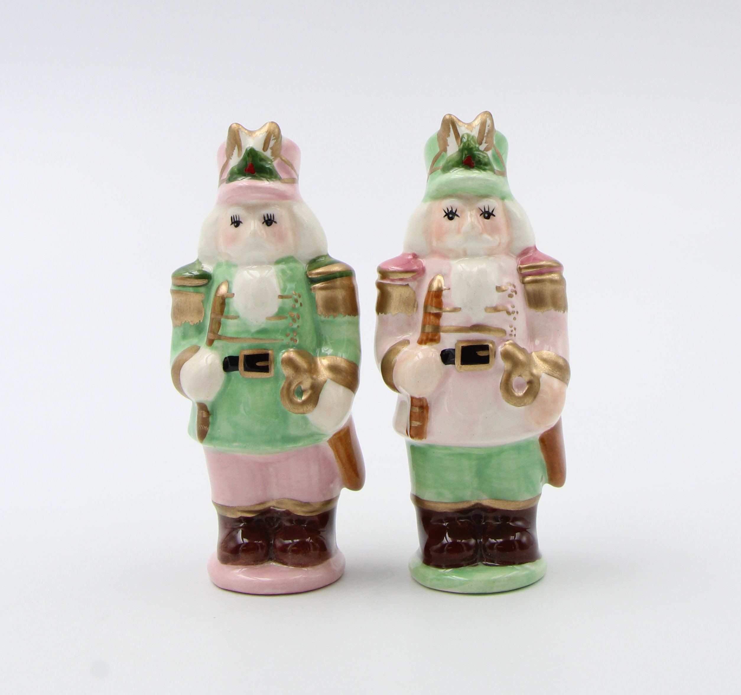 Pink Vintage Santa Salt & Pepper Shakers Set/2