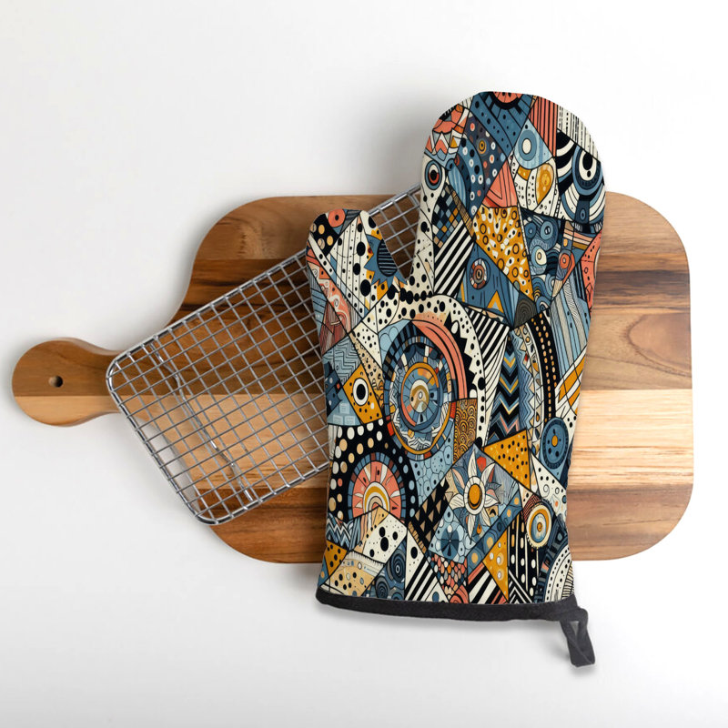 Abstract Flow Oven Mitt Cotton Twill