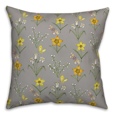 Red Spring Pattern Outdoor Throw Pillow