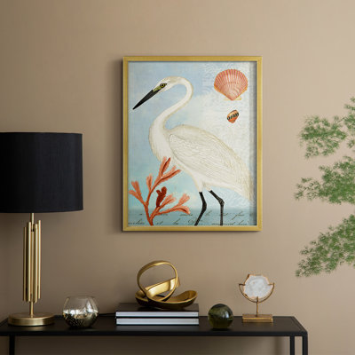 Blue Heron, reproduction encadrée - bois massif