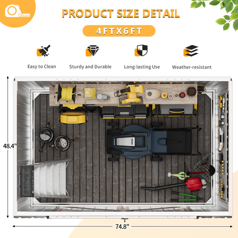 Remise de rangement en métal l 6 pi x P 4 pi, Brown