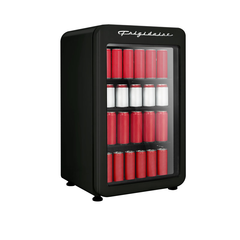 Frigidaire 102 Can Capacity Beverage Cooler, 3.3 Cu. Ft./95 Litre Mini Fridge with Glass Door, Black