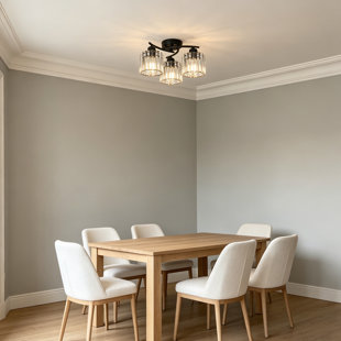 3-Light Modern Semi Flush Mount Crystal Chandelier, Kitchen Ceiling Light Fixture With Clear Crystal Shades, Hallway Lighting For Entryway, Bedroom, Bathroom