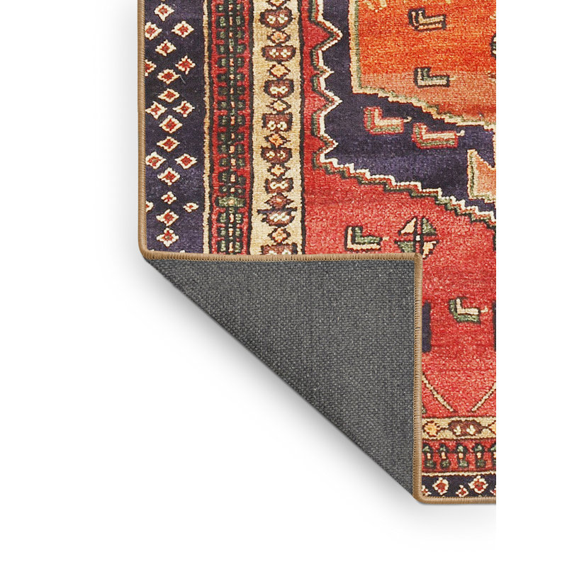 Tapis oriental orange / bleu, Rectangle 7 pi x 10 pi