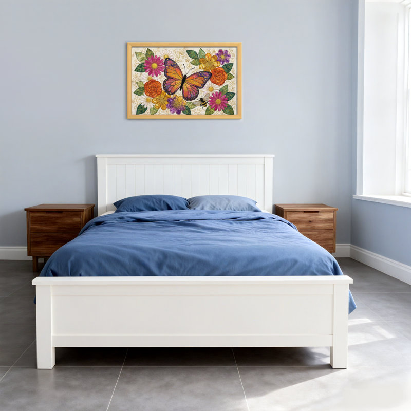 Animaux, papillon, fleurs, abeilles, motif artistique, H 12 po x l 18 po, Toile tendue, Ne s’applique pas